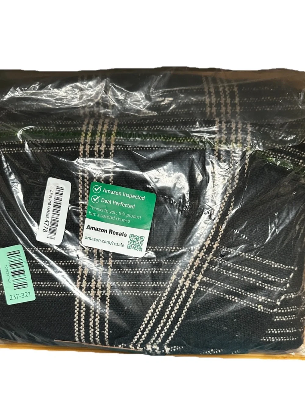 Black and Tan Plaid Throw 100% Cotton 60x50”